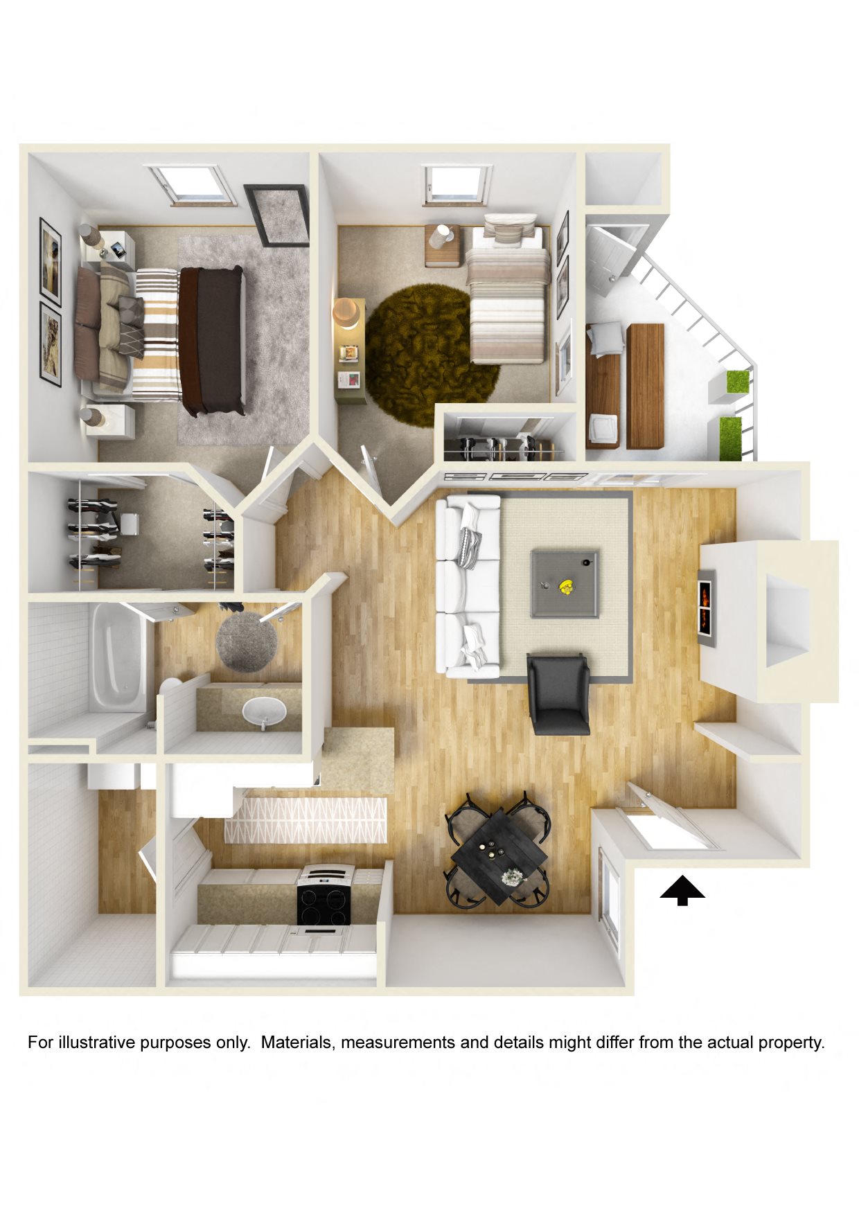 Stonesthrow Apartments_Tualatin, OR_Floor Plan_Two Bedroom One Bathroom Stonesthrow Apartments_Tualatin, OR_Floor Plan_Two Bedroom One Bathroom